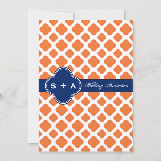 オレンジ王室のとブルーのクローバー結婚ズ 招待状 (裏面)