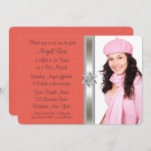 オレンジ珊瑚の写真バルミツワー 招待状 (正面/裏面)