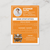 オレンジ球種取りトレーディングカードプロ野球選手 コーリングカード (裏面)