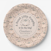 オレンジ甘い小さなかぼちゃの赤ちゃんシャワー ペーパープレート (正面)