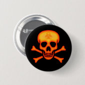 オレンジ生物学的災害［有害物質］のスカルボタン 缶バッジ (正面&裏面)