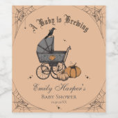 オレンジ男女兼用ベビーは赤ちゃんシャワーを醸造している ワインラベル (シングルラベル)