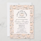 オレンジ男女兼用リトルカボチャ赤ちゃんシャワー 招待状 (正面)