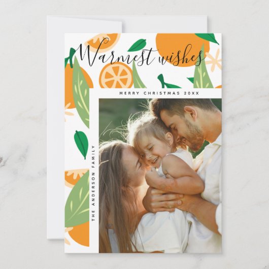 オレンジ畑のクリスマス写真カード(温かい願い) シーズンカード (正面)