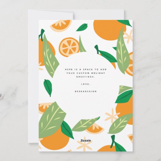 オレンジ畑のクリスマス写真カード(温かい願い) シーズンカード (裏面)