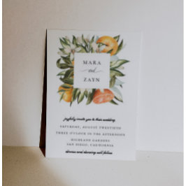 オレンジ畑の植物オレンジ フレーム 結婚式 招待状