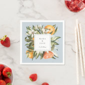 オレンジ畑の植物園 シトラス フレーム 淡い青 スタンダードカクテルナプキン (インサイチュ)