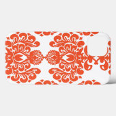 オレンジ白いヴィンテージのダマスク織パターン Case-Mate iPhoneケース (裏面 (横))