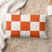 オレンジ白い四角のチェック模様の枕 ランバークッション (ブランケット)