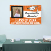 オレンジ白カスタム色写真卒業サイン 横断幕 (トレードショー)