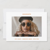 オレンジ白ファンキー写真大学の写真卒業 案内状 (正面)