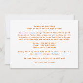 オレンジ白ファンキー写真大学の写真卒業 案内状 (裏面)