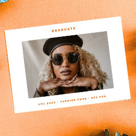 オレンジ白ファンキー写真大学の写真卒業 案内状