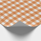 オレンジ白水彩プレイドバッファローチェックギフト ラッピングペーパー (角)