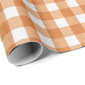 オレンジ白水彩プレイドバッファローチェックギフト ラッピングペーパー (ロールコーナー)