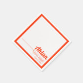 オレンジ白無地の色平野、Aqiqah赤ちゃんシャワー スタンダードカクテルナプキン (角)