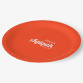 オレンジ白無地の色平野、Aqiqah赤ちゃんシャワー ペーパープレート (アングル)