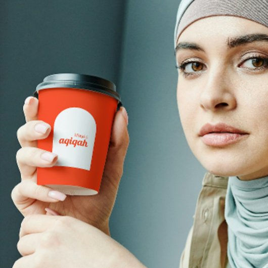 オレンジ白無地の色無地Aqiqah赤ちゃんシャワー 紙コップ