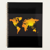 オレンジ白熱［赤熱］光を放つと黄色の世界地図 プランナー手帳 (正面)