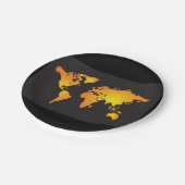 オレンジ白熱［赤熱］光を放つと黄色の世界地図 ペーパープレート (アングル)