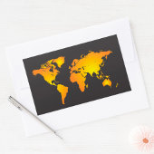 オレンジ白熱［赤熱］光を放つと黄色の世界地図 長方形シール