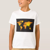 オレンジ白熱［赤熱］光を放つと黄色の世界地図 Tシャツ (正面)
