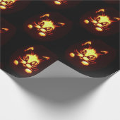 オレンジ白熱［赤熱］光を放つのハロウィーン猫 ラッピングペーパー (角)