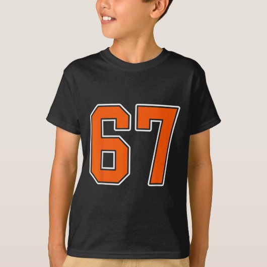 オレンジ白番67ジャージープレーヤーユニフォーム#67 Tシャツ (正面)