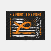 オレンジ白血病がん認識度夫アメリカ人 フリースブランケット (正面(横))