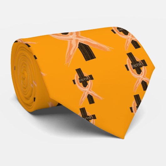 オレンジ白血病の生存者の信頼の十字 ネクタイ (ロール)