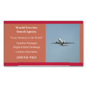 オレンジ白飛行機代理飛行機旅行代理店 マグネット名刺 (正面)