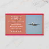 オレンジ白飛行機代理飛行機旅行代理店 名刺 (正面)