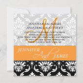 オレンジ白黒のダマスク織の結婚式招待状 招待状 (正面)