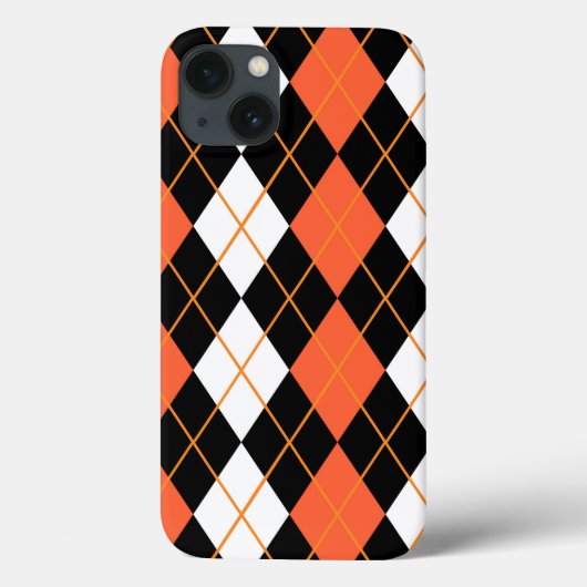 オレンジ白黒アーガイルダイヤモンドデザイン Case-Mate iPhoneケース (裏面)