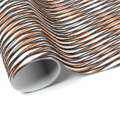 オレンジ白黒ストライプモアレトリップ(幻覚体験)のような抽象芸術 ラッピングペーパー (ロールコーナー)