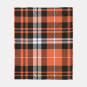 オレンジ白黒バッファロープレイド素朴ファームハウス フリースブランケット (正面)
