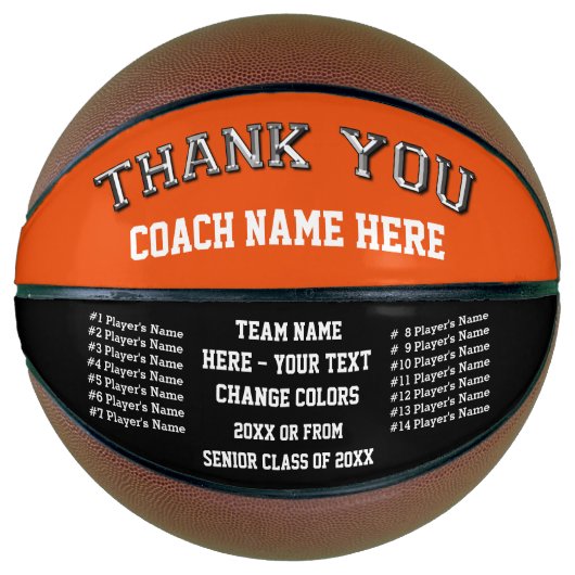 オレンジ白黒パーソナライズされたバスケットボール バスケットボール (正面)