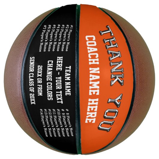 オレンジ白黒パーソナライズされたバスケットボール バスケットボール (縦)