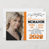 オレンジ白黒卒業2フォト招待状 招待状 (正面)