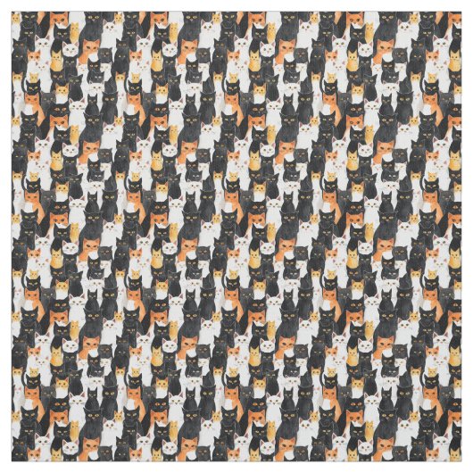 オレンジ白黒猫 ファブリック (見本)