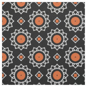 オレンジ白黒装飾幾何学模様 ファブリック (見本)
