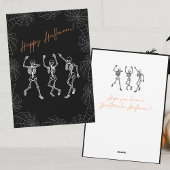 オレンジ白黒踊りスケルトンハロウィーン シーズンカード