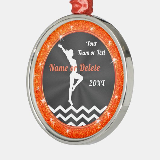 オレンジ白黒、体操クリスマスオーナメント メタルオーナメント (左)
