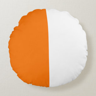 オレンジ白2色トーン半分割 ラウンドクッション
