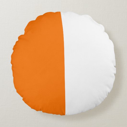 オレンジ白2色トーン半分割 ラウンドクッション (正面)