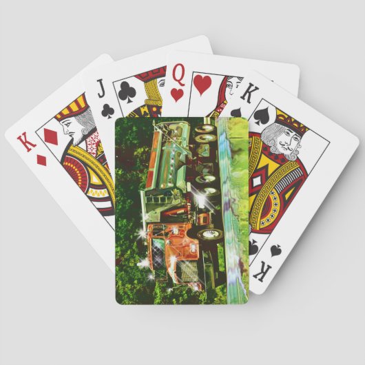 オレンジ砂利の貨物自動車のトラック運転手のトランプ トランプ (裏面)