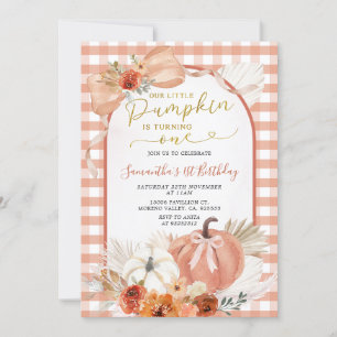 オレンジ私たちの小さなカボチャは1つの誕生日を回している 招待状