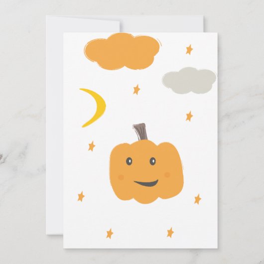 オレンジ私たちの小さなカボチャ3rd誕生日ムーンスターズ 招待状 (裏面)