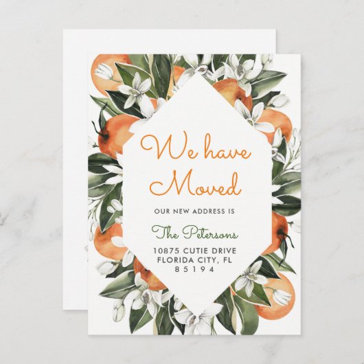 オレンジ私たちは動いている発表はがきを移動した 案内ポストカード (正面/裏面)