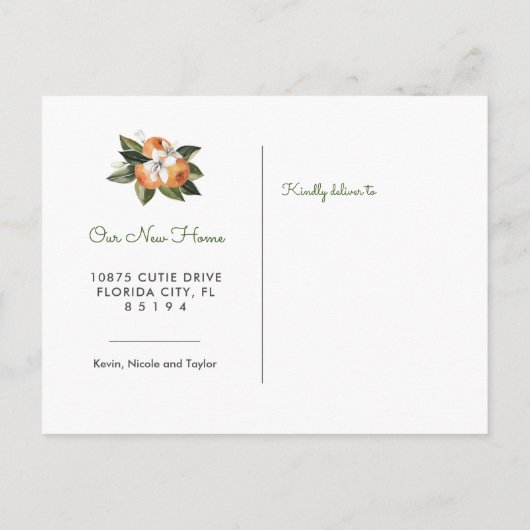 オレンジ私たちは動いている発表はがきを移動した 案内ポストカード (裏面)